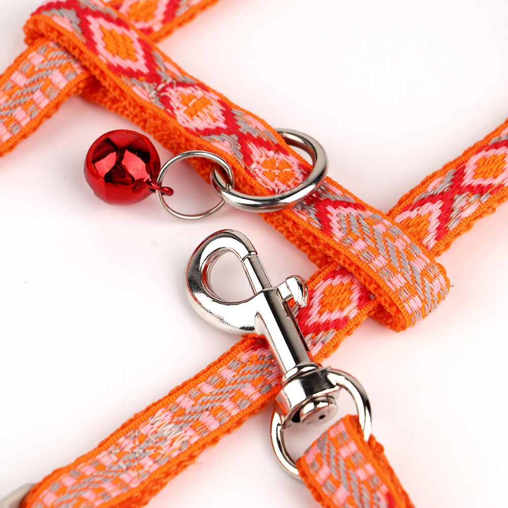 Justerbart Nylonsele med Koppel och Bjällra för Små Hundar och Katter