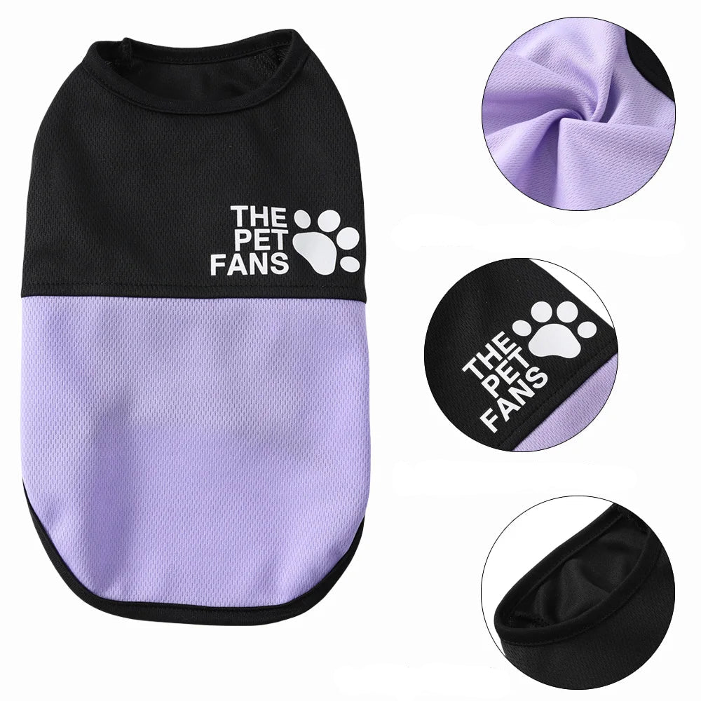 UV-Skyddande Sommartröja för Hund och Katt – Andningsbar T-shirt med Tassmönster