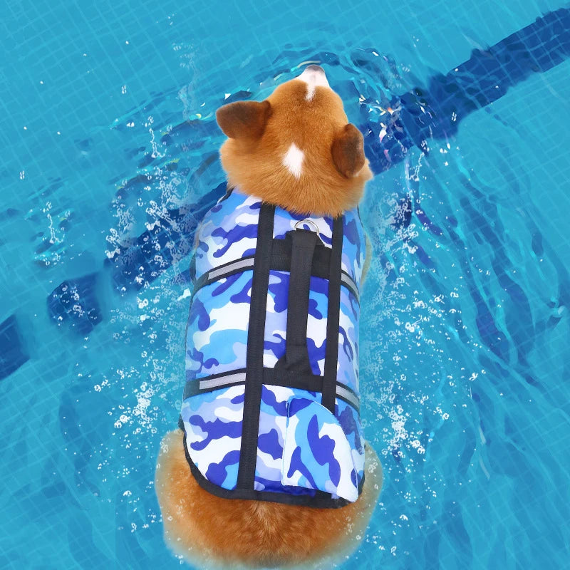 Hundflytväst Hajdesign med Handtag och Hög Flytkraft