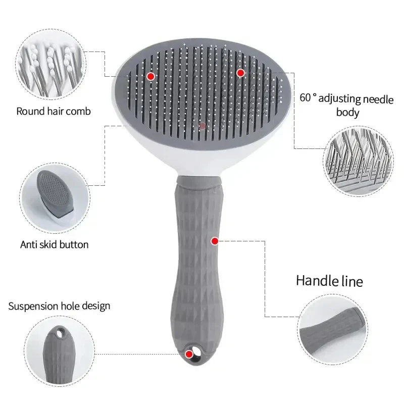 Self-Cleaning Pet Hair Remover Brush – Dog & Cat Grooming Tool