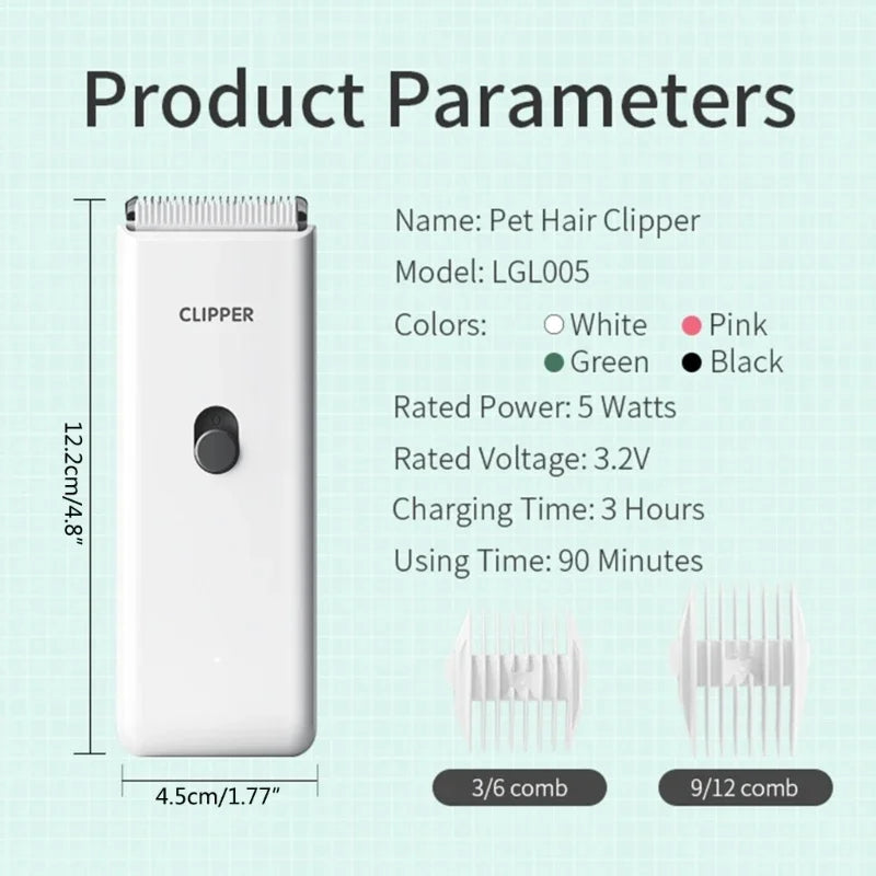 Tystgående Uppladdningsbar Klippmaskin för Hund & Katt – Kompakt Design för Detaljtrimning