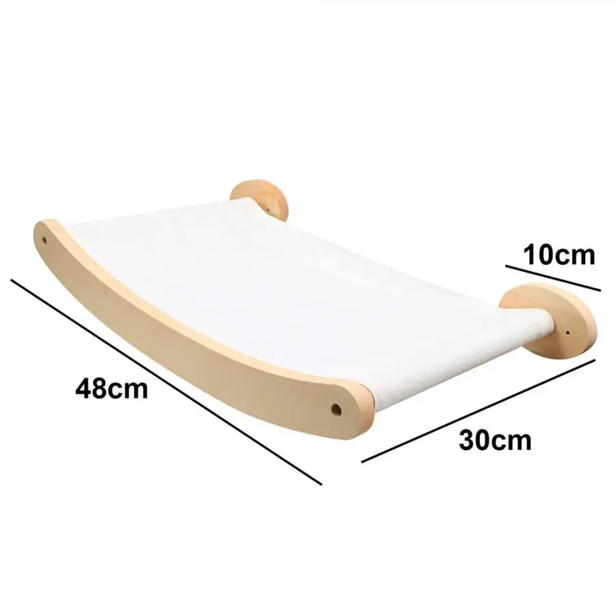 Vägghylla för Katt – Klätterhylla i Trä med Hängmatta och Bro