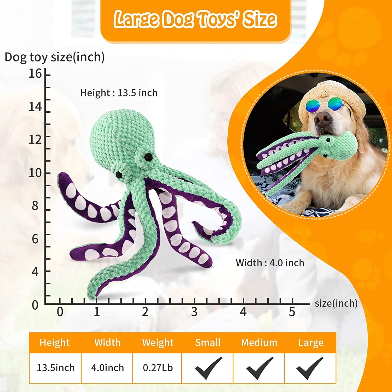 Large Squeaky Plush Dog Toy for Aggressive Chewers – Durable Soft Fabric Toy for Medium & Large Dogs – Chew, Tug, Fetch & Cuddle