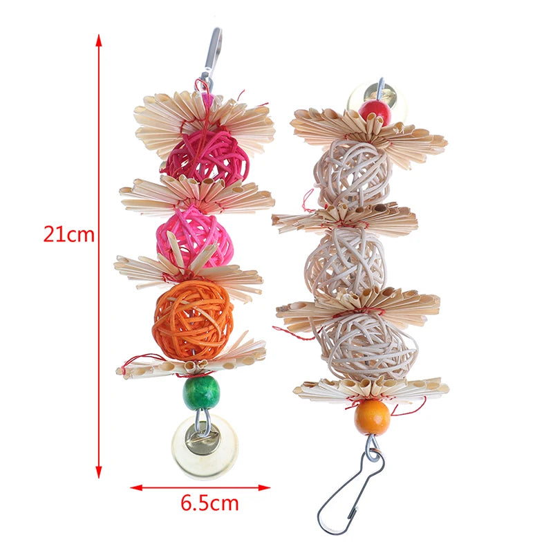 färgglad fågelleksak i trä med bjällra