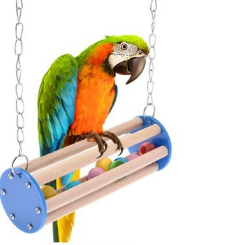 fargglad klatterleksak med gunga till fagelbur