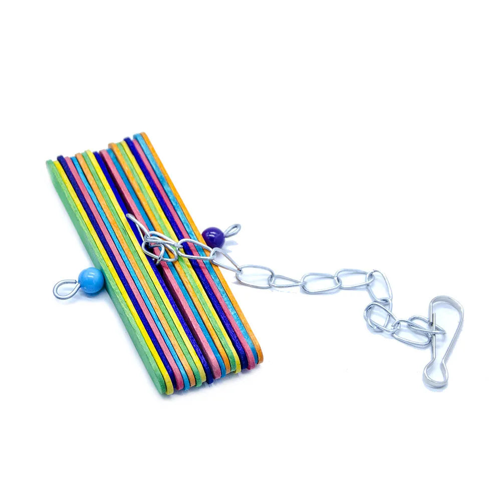 färgglad träleksak för fågel och papegoja