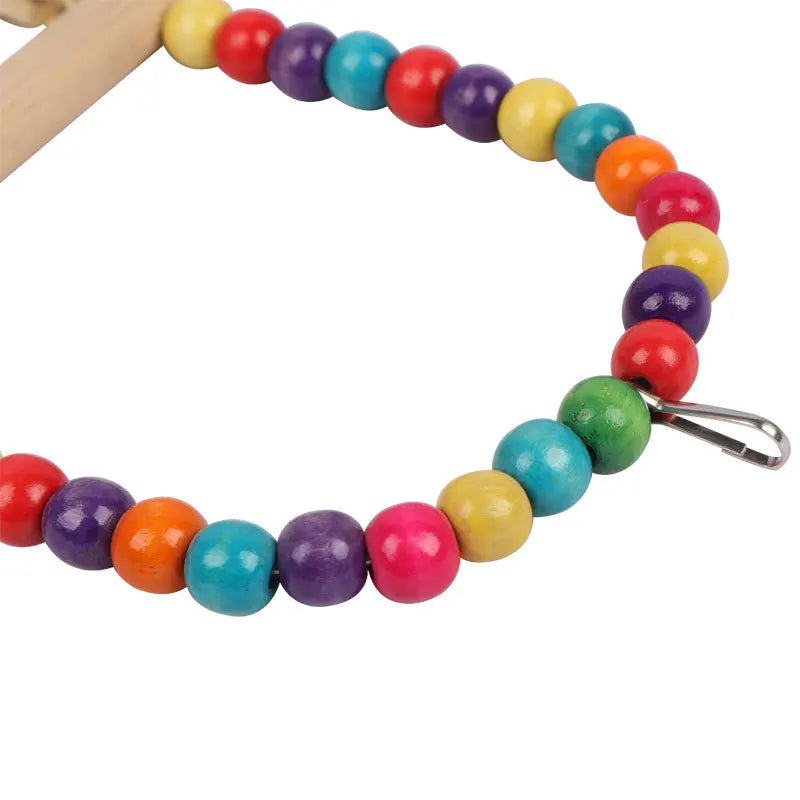 gungleksak i trä med stege och bjällra för fågelbur