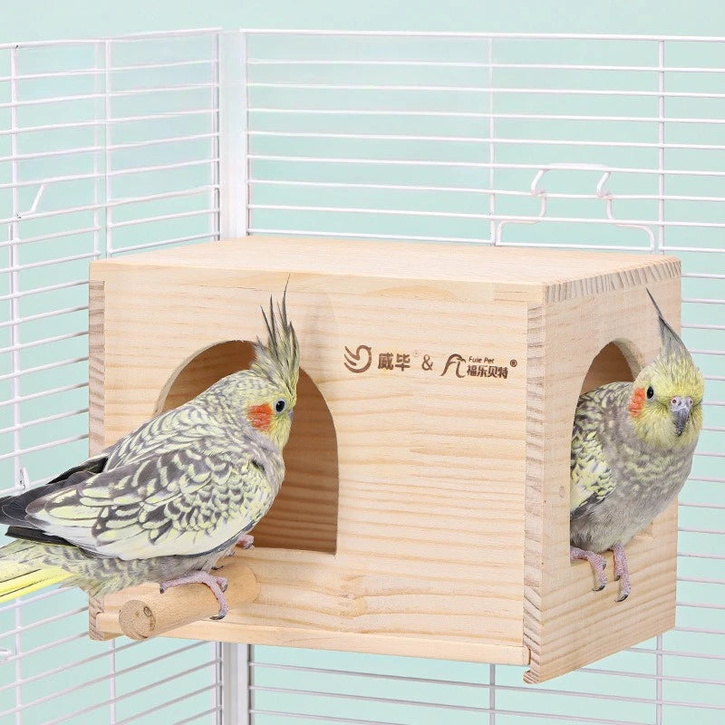 häckningsholk i trä för fågelbur