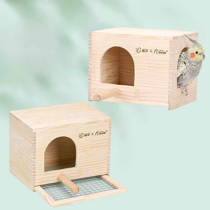 häckningsholk i trä för fågelbur