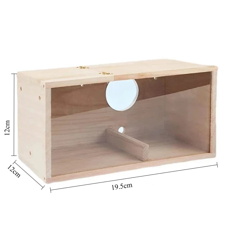 häckningsholk i trä med transparent front för fåglar