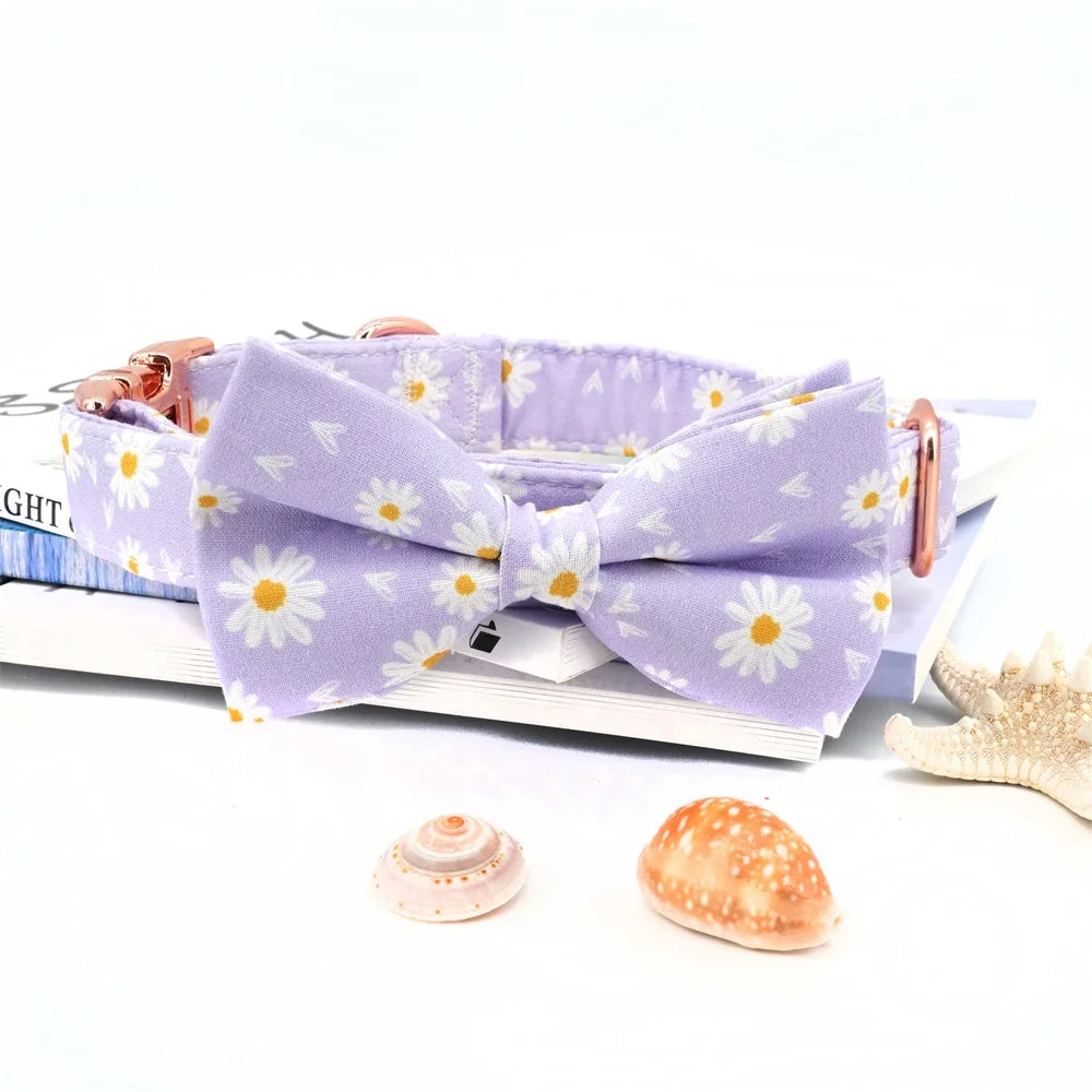 elegant handgjort hundhalsband med rosett och roséguldspänne