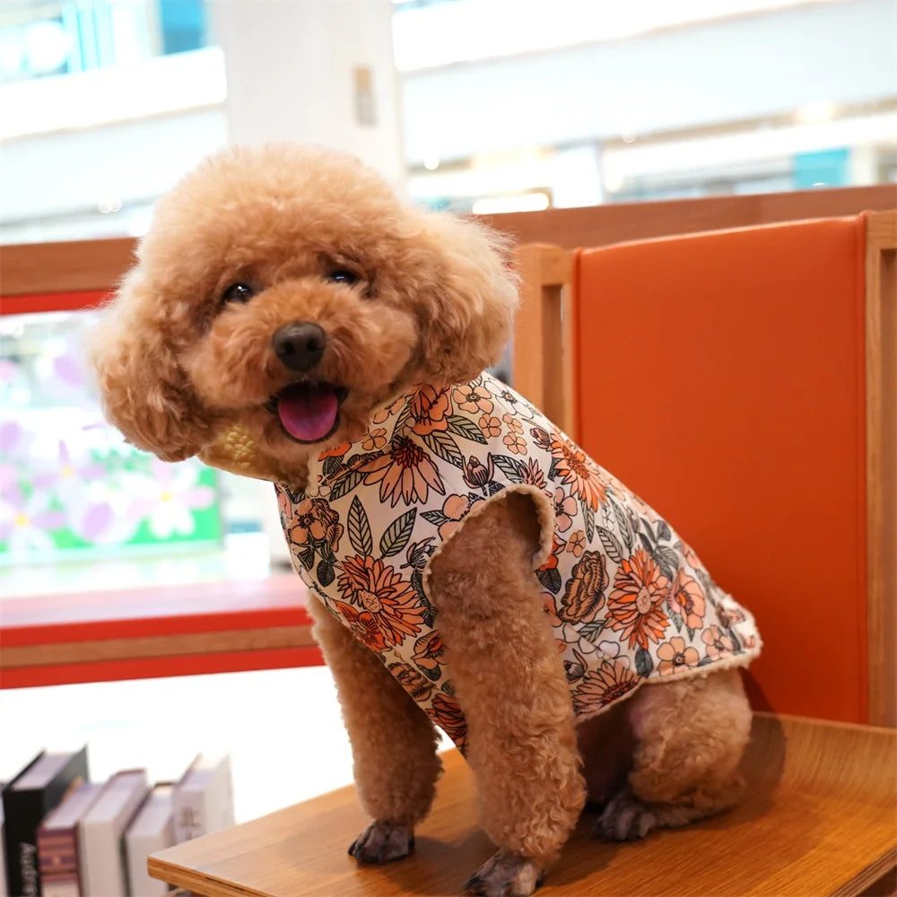 handgjort hundjacka i boho blommigt mönster