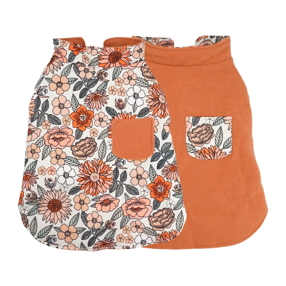 handgjord hundväst i boho blommigt mönster