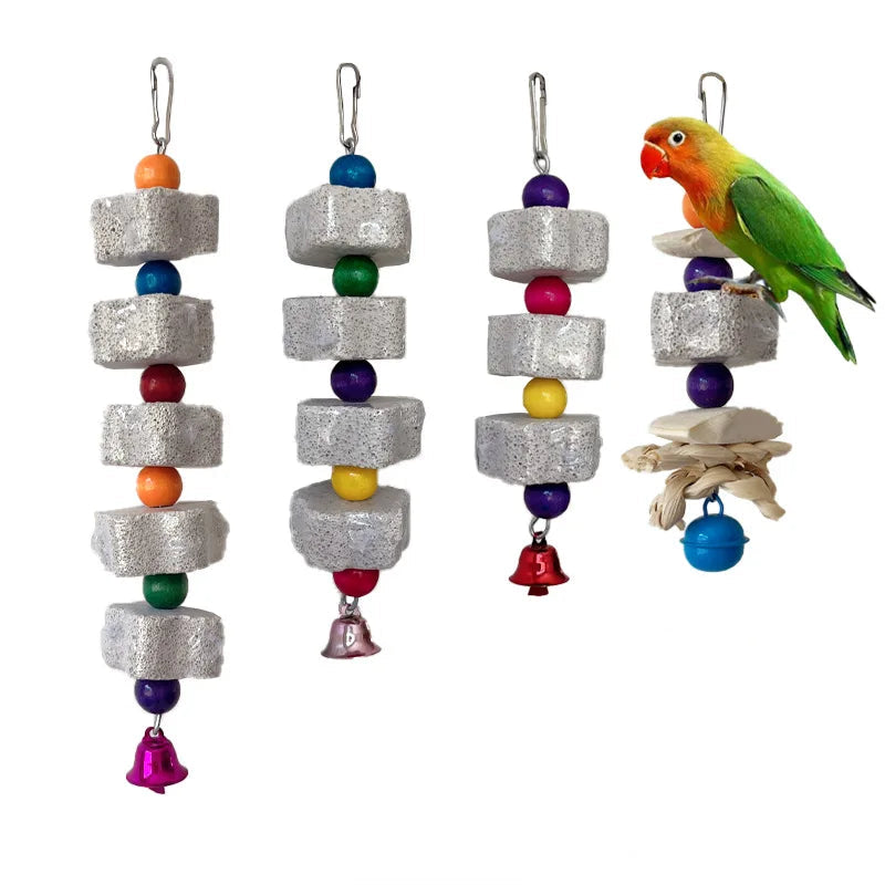 kalciumsten med bjällror för fågelbur