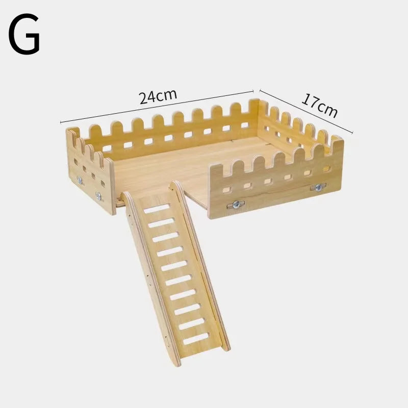 klätterplattform i trä med stege för hamster