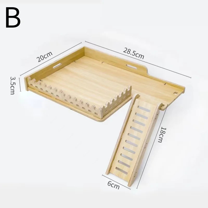 klätterplattform i trä med stege för hamster