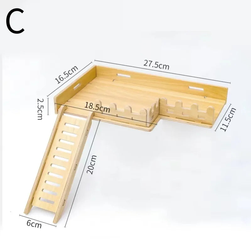 klätterplattform i trä med stege för hamster