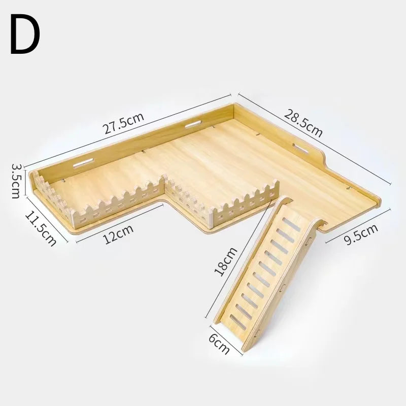 klätterplattform i trä med stege för hamster