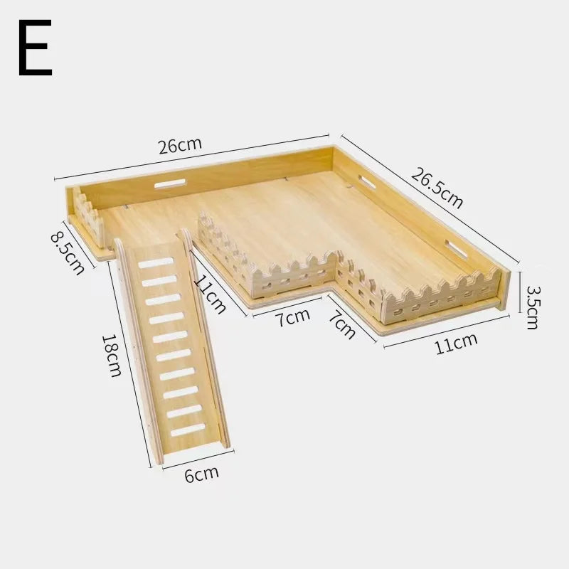 klätterplattform i trä med stege för hamster