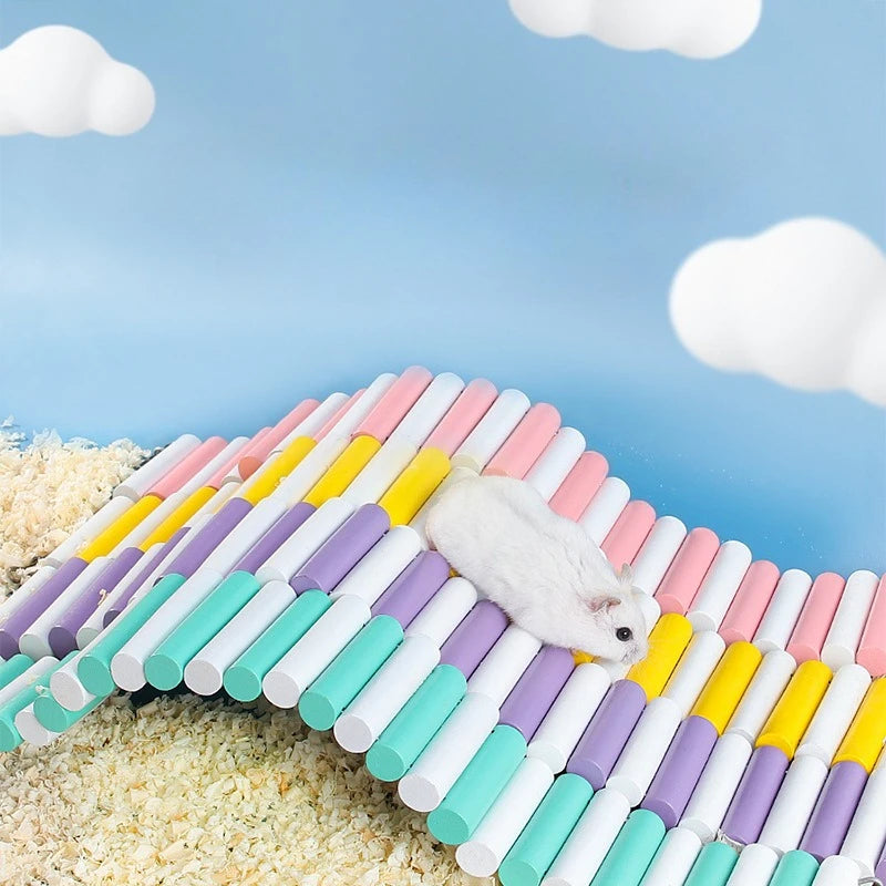 klätterbro i trä för smådjur i bur