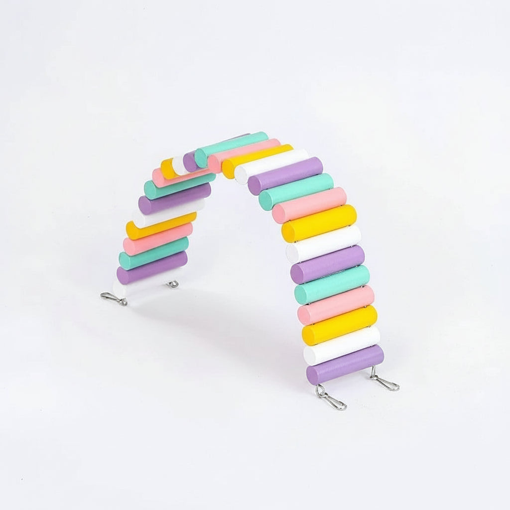 klätterbro i trä för smådjur i bur