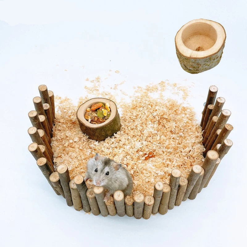matskål i fruktträ för hamster och smådjur