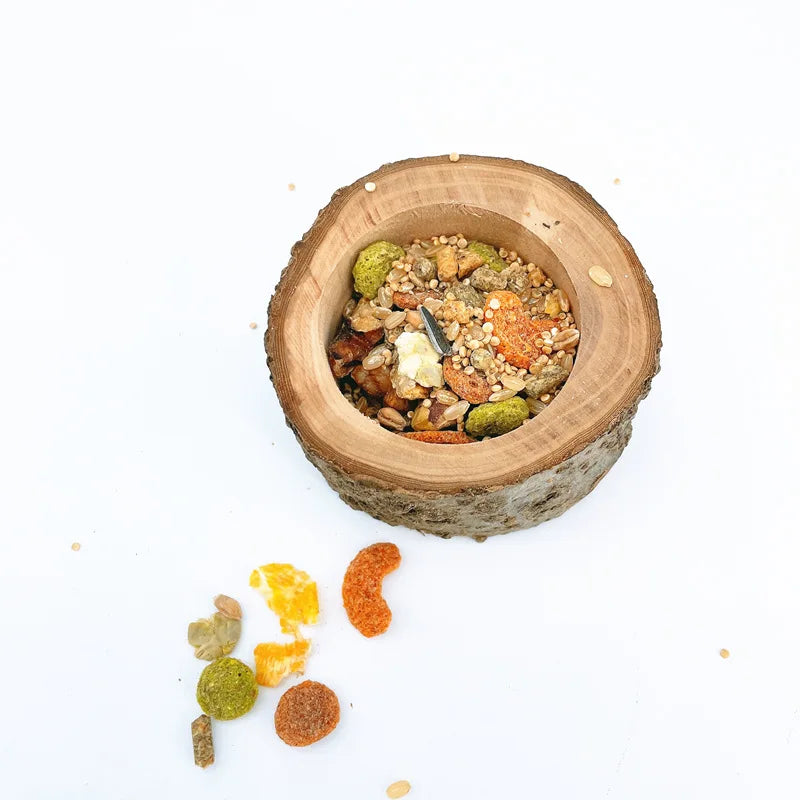 matskål i fruktträ för hamster och smådjur