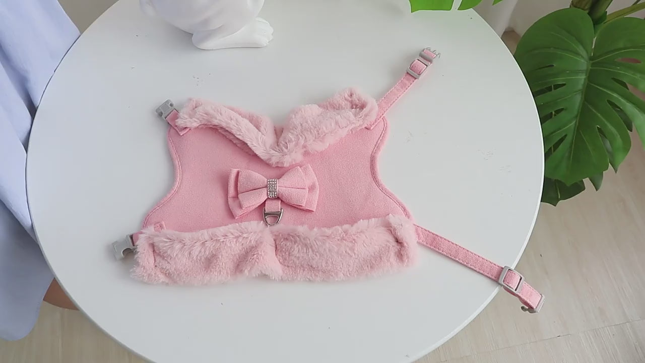 Vintersele i Bomull med Rosett och Koppel för Små Hundar och Katter