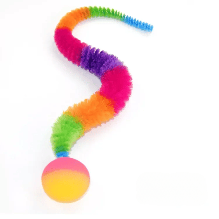 interaktiv kattboll fjäder färgglad studsande leksak