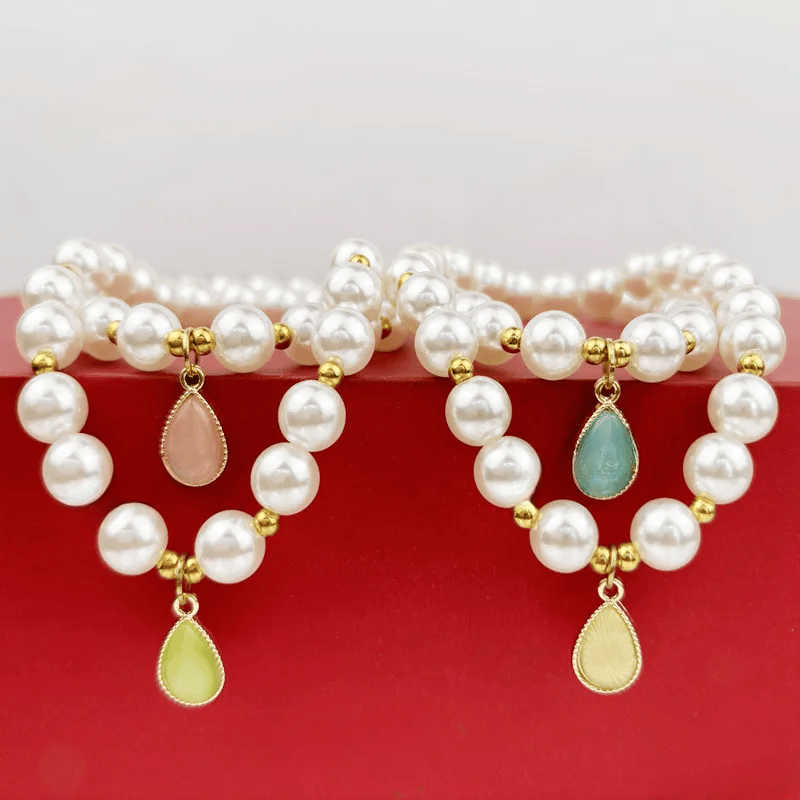 Pärlhalsband för Hund och Katt – Justerbart Halsband med Dekorativt Hänge