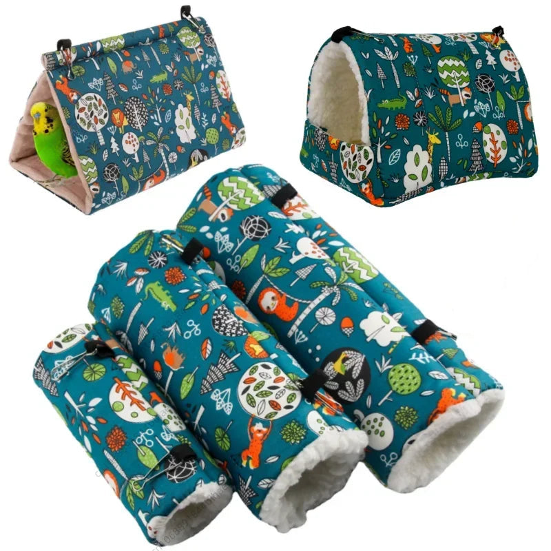 Hängande Hus och Tunnel i Plysch – Varm Plats för Smådjur och Fågel