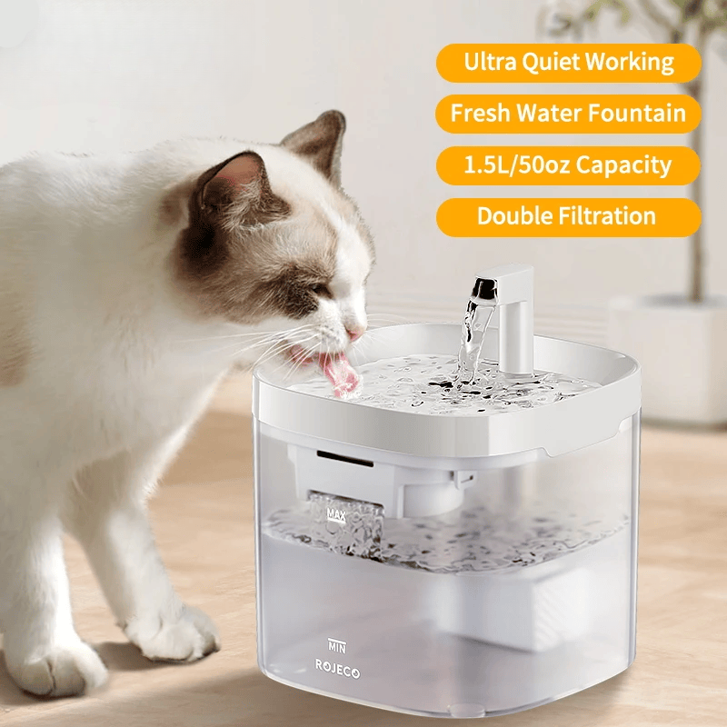 Smart Vattenfontän för Katt och Mindre Hund – Automatisk Dispenser med Dubbelfilter 1,5L