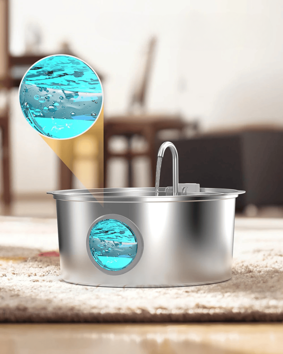 Automatisk Vattenfontän för Hund och Katt – Rostfritt Stål med Tyst Pump