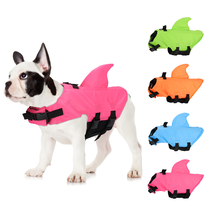 flytväst hund hajfensdesign flera storlekar