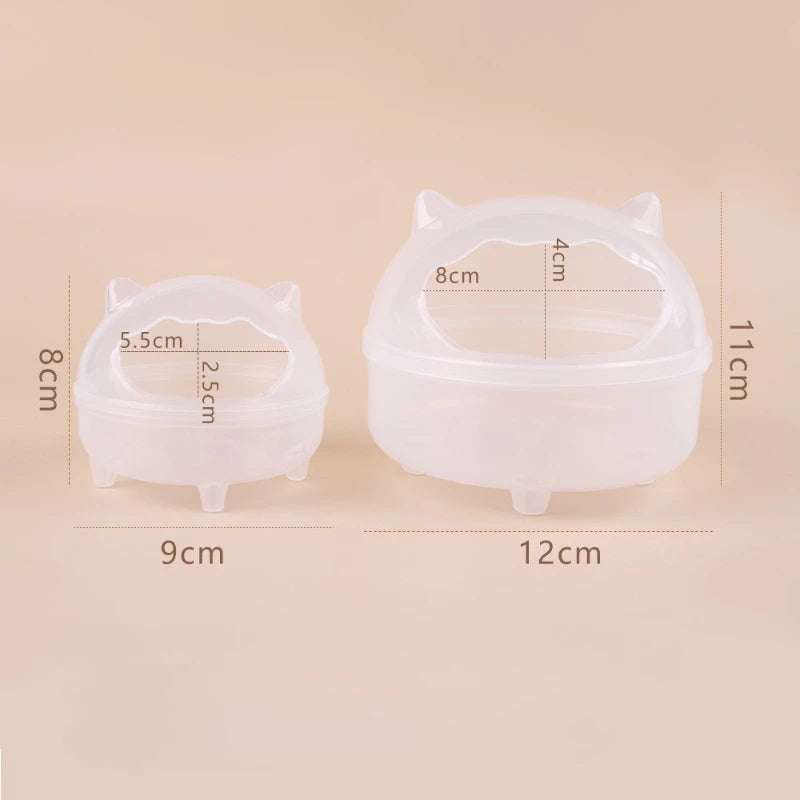 sandbad och toalett för smådjur i transparent plast