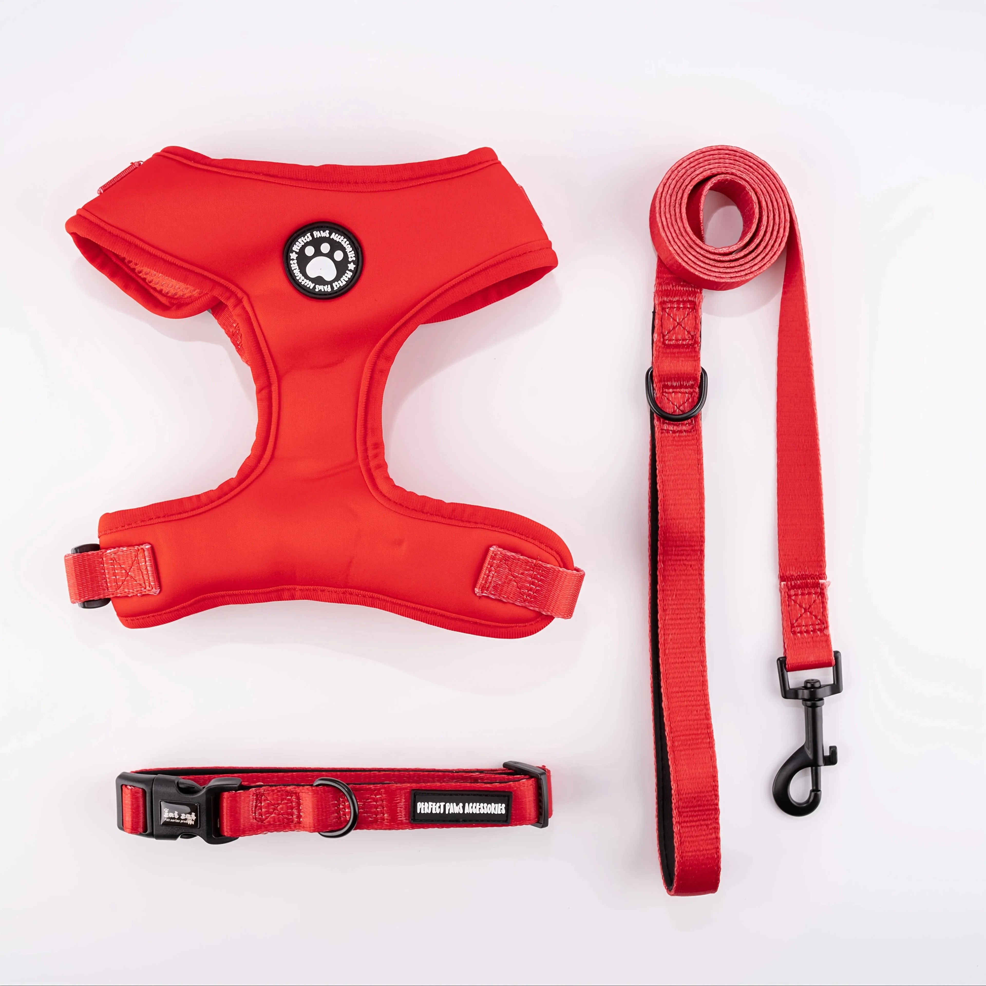 justerbart sele set med halsband och koppel för katt och liten hund