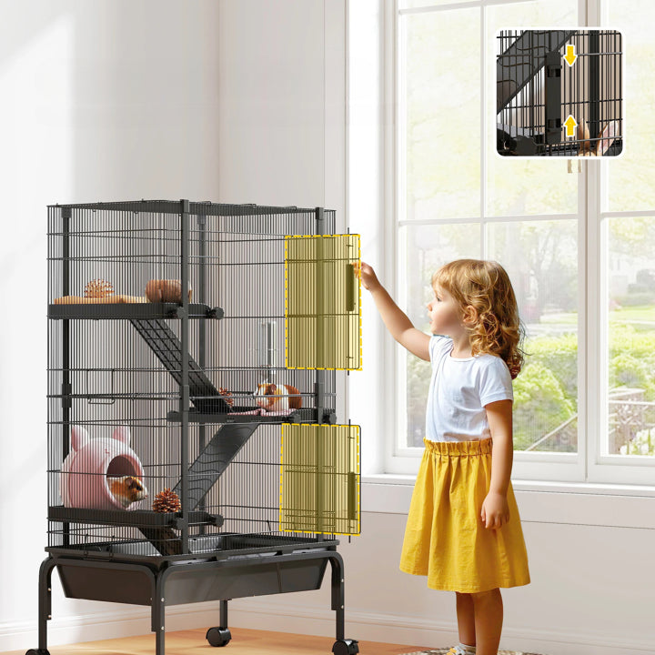 Smådjursbur i Stål med Fyra Våningar