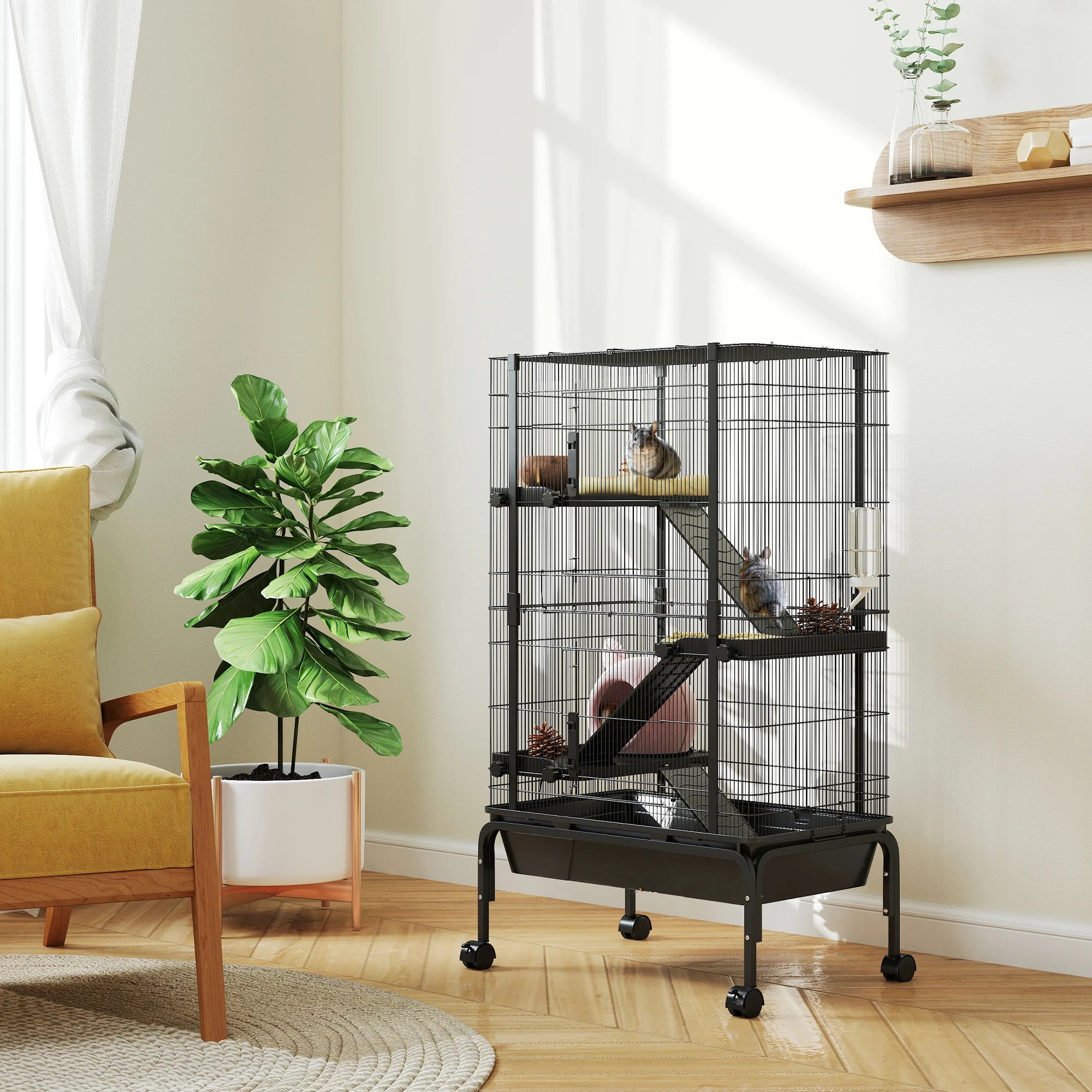 Smådjursbur i Stål med Fyra Våningar