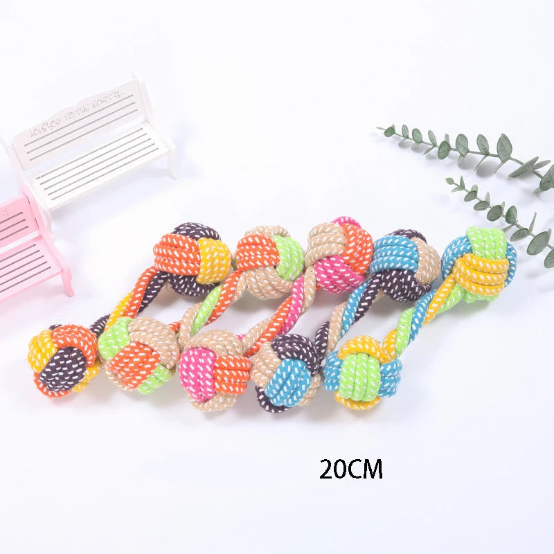 färgglatt bomullsrep i olika variationer för valpar och hundar