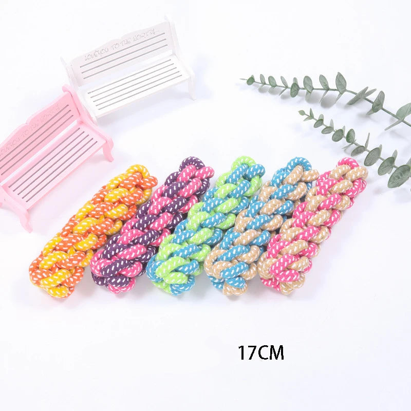 färgglatt bomullsrep i olika variationer för valpar och hundar