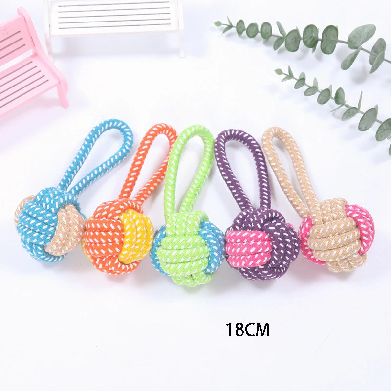 färgglatt bomullsrep i olika variationer för valpar och hundar